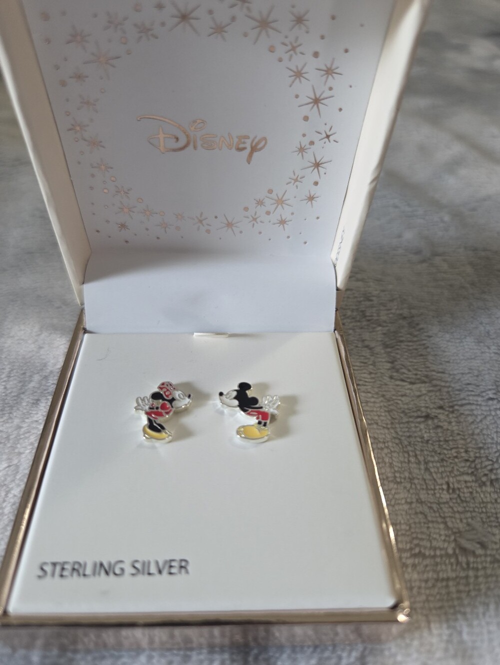 Disney Sterling Silver Mickey & Minnie Enamel Stud Earrings - Red/Black/Yellow